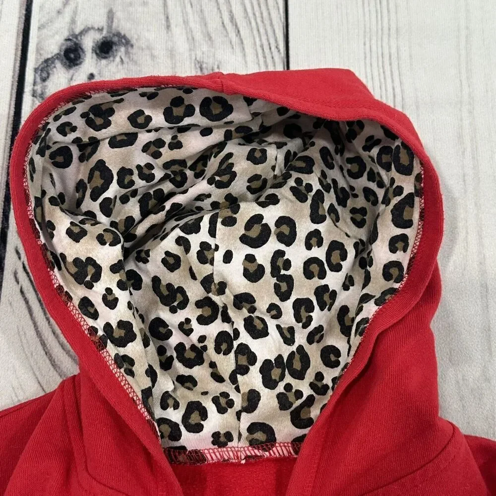 Justice Red Leopard‎ SPARKLE  Zip Up Jacket Youth Girls Size 8 Gymnastics Cheer